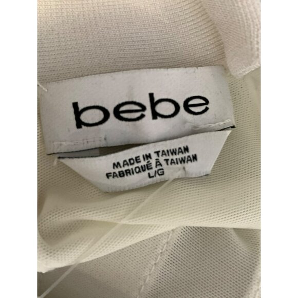 Bebe Bandage Dress Bodycon Mini Mesh Cutout Plunge Sexy L White NWT Y2K 90s - Picture 6 of 12